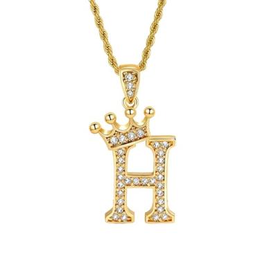 Imagem de Colares femininos com inicial dourada, pingente de letra A a Z, colar longo com nome de coroa, colar de joias de ouro, presente feminino, One size, Metal, Sem Pedra Preciosa