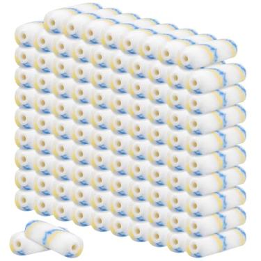 Imagem de NINGWAAN Mini rolo de pintura de 100 peças, ferramenta de pintura de parede de 10 cm, capas de rolo de pintura pequenas para artesanato DIY, parede doméstica, reparo doméstico