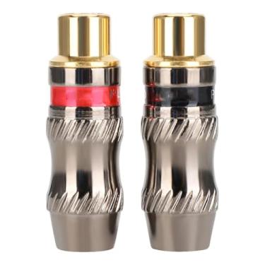 Imagem de 2 peças de plugue de solda fêmea RCA banhado a ouro de liga de zinco para cabo de extensão de cabo de áudio DIY