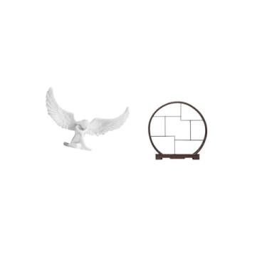 Imagem de Fenteer Estatueta de Anjo em Resina com Suporte de Exibição de Asas, Organizador de Prateleira Antigo para Escritório, Casa, Estante, Corredor, Mesa, Decoraçã