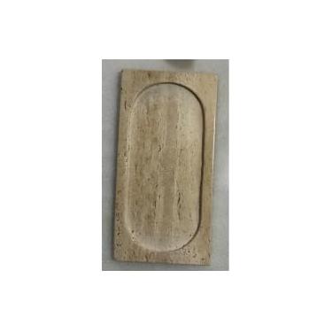 Imagem de Perilla Home Bandeja decorativa retangular oval de mármore, 30 x 15 x 15 cm – Bandeja de pedra travertino natural para mesa de café, banheiro, cozinha, joias, perfume, anel, presente de decoração de