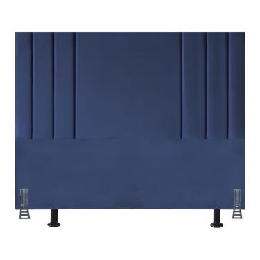 Imagem de Cabeceira 195 Cm Suede Moderna King Clássica Cama Box Frame Azul Marinho