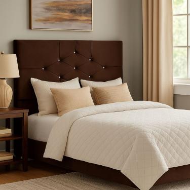 Imagem de Cabeceira Cama Box Casal 140 Cm Camboriú Suede Marrom