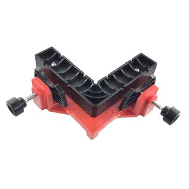 Imagem de MotiveTech Grampo de canto, esquadros de posicionamento de 90 graus, ferramenta portátil de precisão profissional para marcenaria, ideal para gavetas, armários e, Vermelho