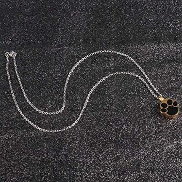 Imagem de Acouto Colar de Urna Com Padrão de Pegada Elegante – Pingente Memorial para Animais de Estimação, Joias para Proprietários de Animais de Estimação, Lembranças Com Kit de Funil – Aço, Sem Ferrugem, Presente Significativo