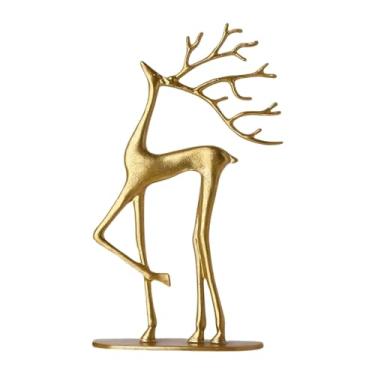 Imagem de Kuntesetty Estátua de Rena Decorativa, Escultura de Rena em Metal, Design Elegante E Contemporâneo, Ideal para Sala de Estar, Lareira, Escritório, Ideia de Prese, L Gold, Tamanho real
