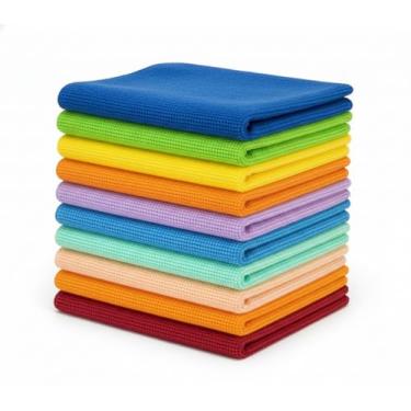 Imagem de Kit 10 Pano de Microfibra Flanela Pia Grande Multi Limpa Vidro Colorido Carro