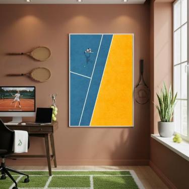 Imagem de Quadro Decorativo Quadra De Tênis-70x50cm Mold Preta - Quadros On-line