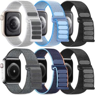 Imagem de WJK Pulseira feminina de relógio Apple de 38 mm, pulseira Soprt esportiva elástica compatível com Apple Watch séries 11 109 8 7 6 5 4 3 2 1, iWatch para Ultra 2 SE2 SE, pacote com 6