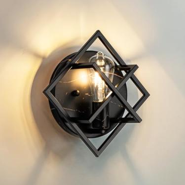 Imagem de fengkeDU Arandelas de parede pretas, lâmpada de montagem de arandelas de parede rústica de 28,7 cm para sala de estar, quarto, banheiro, escada (base E26, lâmpadas não incluídas 1 pacote) textura de