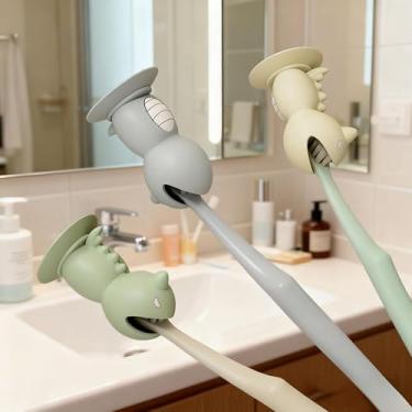 Imagem de 3 capas de silicone para escova de dentes, vários pacotes de identificadores de cor, ajuste universal para viagens e armazenamento diário em família, protetor de escova de dentes à prova de poeira