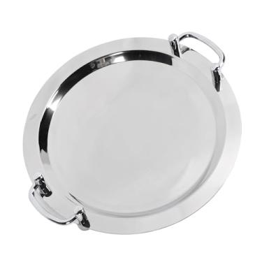 Imagem de Generic Bandeja de Servir, Acabamento de Placa de Buffet de Múltiplos Propósitos de Limpeza Simples e Brilhante Com Alça para Festa de Casamento (Redondo (diâmetro 15,7 pol.))