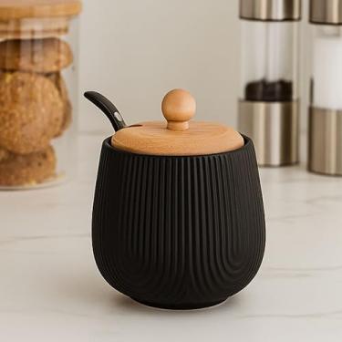 Imagem de HAUSKRAFT - AÇUCAREIRO COM COLHER DE CERÂMICA OASIS PRETO 360ML