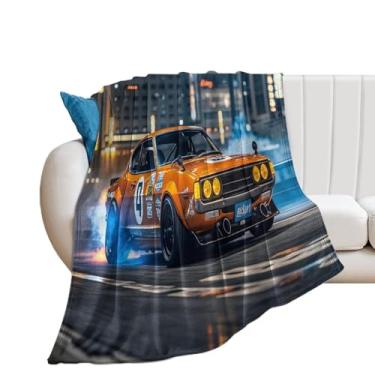 Imagem de HouLaiZhe Cobertor super macio flanela vintage carro vintage JDM pneus queimados cobertores leves refrescantes para sofá-cama cadeira sofá carro viagem ao ar livre leve quente 101,6 cm x 152,4 cm