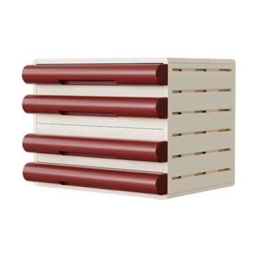 Imagem de KAIYUEMAOYI Gaveta para arquivo sob a mesa, gavetas para armazenamento, móveis modernos para escritório, armários para arquivo de 4 camadas para escritório, Vermelho, Área de Trabalho
