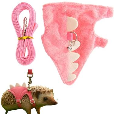 Imagem de Acessórios de coleira e arnês de ouriço, coleira ajustável e arnês com sino seguro, roupa em forma de dinossauro, roupas de hamster para furão, hamster, acessórios de ouriço, roupas de
