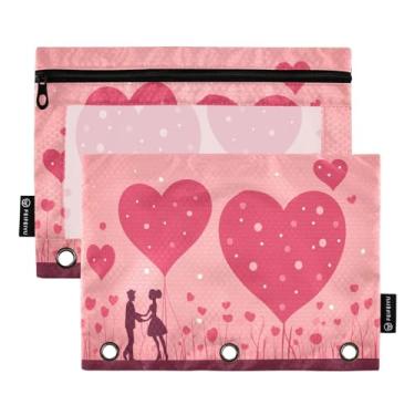 Imagem de Wassud Casal árvore coração (3) 2 pacotes de pastas de fichário 3 furos de bolso, pasta organizadora de fichário para casa, escritório
