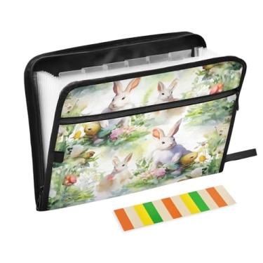 Imagem de Wassud White Rabbits Organizador de arquivos sanfonado com 13 bolsos, pastas expansíveis com abas e adesivos, organizador de pastas de documentos de recibo de papel tamanho carta A4 para viagens de