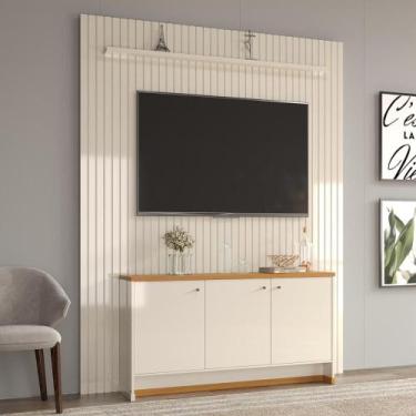 Imagem de Painel Ripado 184cm com Buffet 3 Portas Berlin 135cm - Via Nossa, Off 