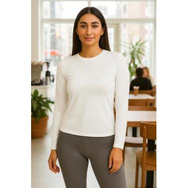 Imagem de Blusa Térmica Feminina Slim Gola Canoa Flanelada Zanca Modas Cor:Marro