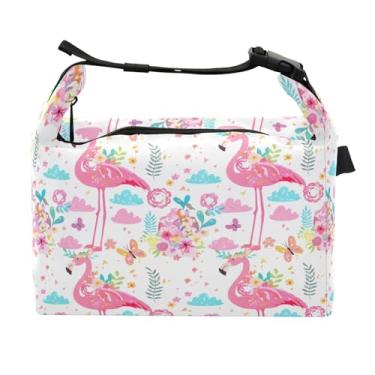Imagem de STAYTOP Lancheira bonita flamingo com fivela de alça, lancheira isolada para meninos e meninas, lancheira térmica para trabalho escolar