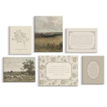 Imagem de Decoração de parede cristã vintage versículos bíblicos tela arte de parede impressões neutras escrituras religiosas Jesus pôster paisagem moderna imagens arte cristã tela embrulhada para sala de estar