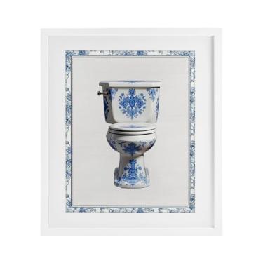 Imagem de Stupell Industries Vintage Chinoiserie WC Impressão emoldurada branca sob vidro, design por Lettered and Lined, 16 x 13