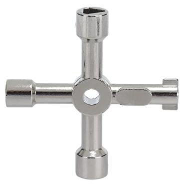 Imagem de Chave utilitária de liga de zinco 4 em 1, ferramenta manual multifuncional para válvula de gabinete, caixa de medidor de água elétrica