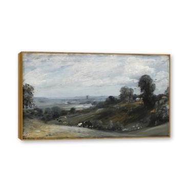 Imagem de NHLDZYH Moldura de Teca. John Constable, quadro de tela de romance inglês, paisagem atmosférica, arte de parede com moldura para biblioteca ou sala. (Paisagem 81). 60x102cm