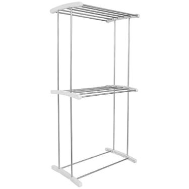 Imagem de Varal Chão 2 Andares 120cm Compacto Apartamento - Dobrável Resistente Aço Inox, Suporta 15kg Roupas Sem Amassar Lavanderia