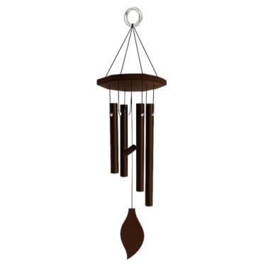 Imagem de Sino Mensageiro Dos Vento Medio 50 Cm 5 Tubos De Aluminio Marrom Sino De Vento Adequado Para Corredores Externos Com Um Som AgradáVel E NíTido Acalma A Mente