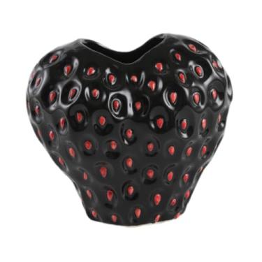 Imagem de IEUDNS Vaso de mesa em formato de morango, vaso de plantas, decorativo e charmoso para mesa de jantar ou prateleira, Black S