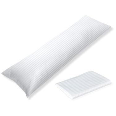 Imagem de Capa de travesseiro de corpo branco impermeável capa de almofada de microfibra 50,8 cm x 137,2 cm Fecho de envelope, resistente a alergias, sem ruído, certificada Oeko-TEX fronha de corpo grande