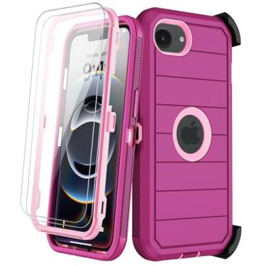 Imagem de KECAI Capa para iPhone 16e com clipe de cinto, protetor de tela X2, resistente à prova de choque, proteção contra quedas, grau militar, 3 camadas, cobertura completa, resistente, durável para Apple