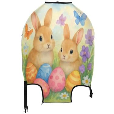 Imagem de Joisal Linda capa protetora de bagagem, coelhinhos, ovos, borboletas, capa protetora fofa para viagem e viagem, Coelhinhos fofos, ovos e borboletas, S 18-20 in, Capa de mala