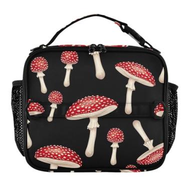 Imagem de Joisal Lancheira vermelha e branca com estampa de manchas para mulheres, meninas, lancheira com alça de ombro masculina e infantil para trabalho, escola, linda bolsa térmica rosa