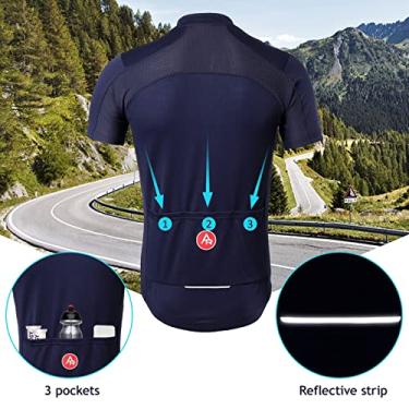 Imagem de Tingpai Camiseta masculina de ciclismo de manga curta de secagem rápida pa treino atlético de corrida e fitness