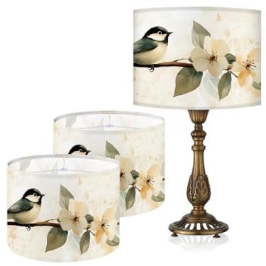 Imagem de Abajur de mesa, 33 cm L x 25 cm A impressão HD geométrico floral deixa abajur de mármore, abajures, decoração moderna para abajur de mesa e chão (um pássaro)