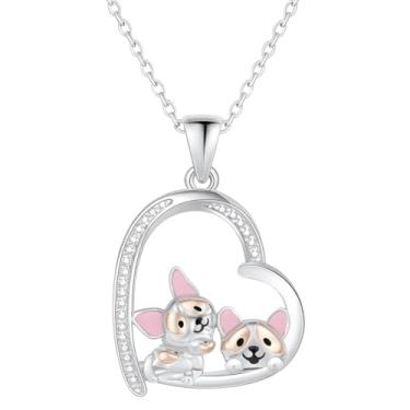Imagem de Schnauzer, buldogue francês, boxer, colar com pingente de coração de cachorro, aço inoxidável, detalhe de cristal, I Love You Forever, corrente de 50 cm, Adjustable, Aço inoxidável, Zircônia cúbica