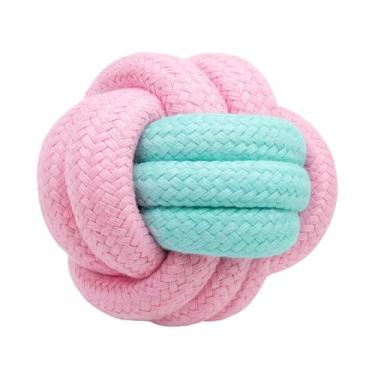 Imagem de Genérico Brinquedo Molar Puxador com Bola Mordedor para Cães, Rosa e Azul, Borracha Durável, 15 cm, Aromatizado com Sabor Bacon, Entretenimento para Cães