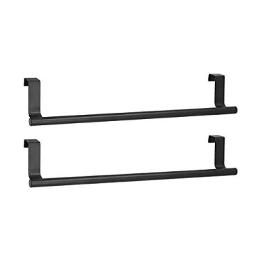 Imagem de GLOGLOW Toalheiro Toalheiro de Porta, Economia de Espaço, Sem Perfurações, Preto, Aço Inoxidável 430, para Cozinha e Banheiro, Gabinete de Aço Inoxidável de 2 Pacotes Nan (36CM)