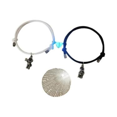 Imagem de Pulseiras De Casal Astronauta Com Projeção Luminosa De Coração Eu Te A