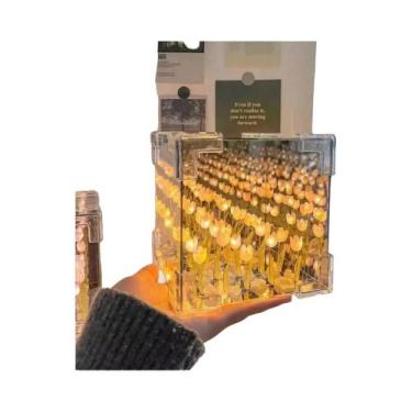 Imagem de Luz Noturna LED Tulipa Criativa DIY Lâmpada De Mesa Cubo Mágico Espelh