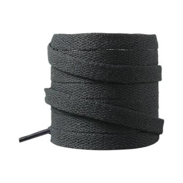 Imagem de Cadarços Planos Pretos E Brancos Para Tênis AF1 Com Fivela De Metal - 