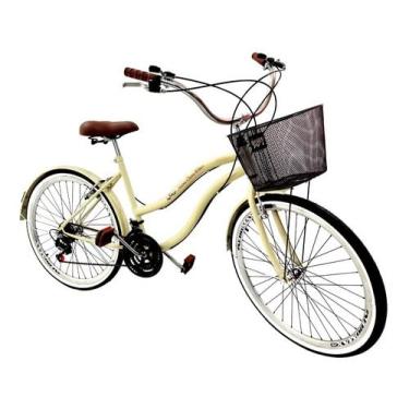 Imagem de Bicicleta Aro 26 Beach Retrô 18 Marchas Bege