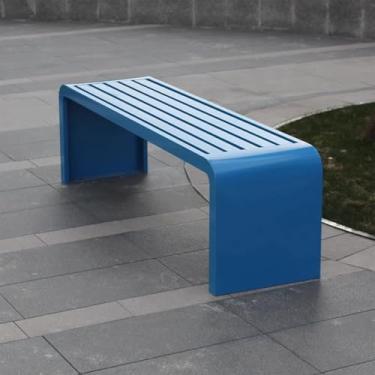 Imagem de LOERSS Banco de jardim à prova de intempéries, bancos ao ar livre, banco de pátio, antiferrugem, banco de parque para varanda, quintal, gramado, deck (tamanho: 100 cm/39 pol, cor: azul B)