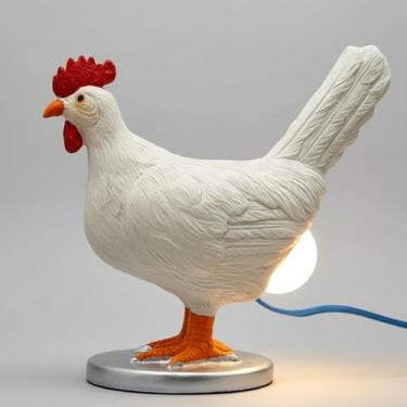 Imagem de Brabola Lâmpada de frango, luz noturna divertida de galinha com controle de toque, LED quente, alimentada por USB, resina livre de BPA, candeeiro de mesa de galo para decoração de casa e quarto de