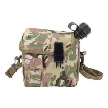 Imagem de Asixxsix Kit de Garrafa de água Ao Ar Livre, Garrafa de água Plana Portátil de Grande Capacidade de 1,5L Com Bolso de Gancho e Laço e Fivela Em Forma de D para Acampamento, Caminhada, (CP)