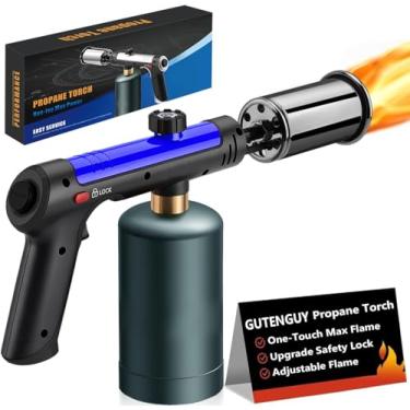 Imagem de Gutenguy Poderosa pistola de tocha de propano com modo turbo, lançador de chamas com trava de segurança, isqueiro de carvão, maçarico de cozinha para cozinhar, churrasco, Sous Vide, grelha (banco não