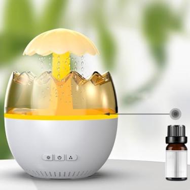 Imagem de Umidificador de Ar com Gota d Água Type C Luz Noturna Ruído Branco Timer 5h Chuva Ajustável 450ml Difusor Aromaterapia para Quarto